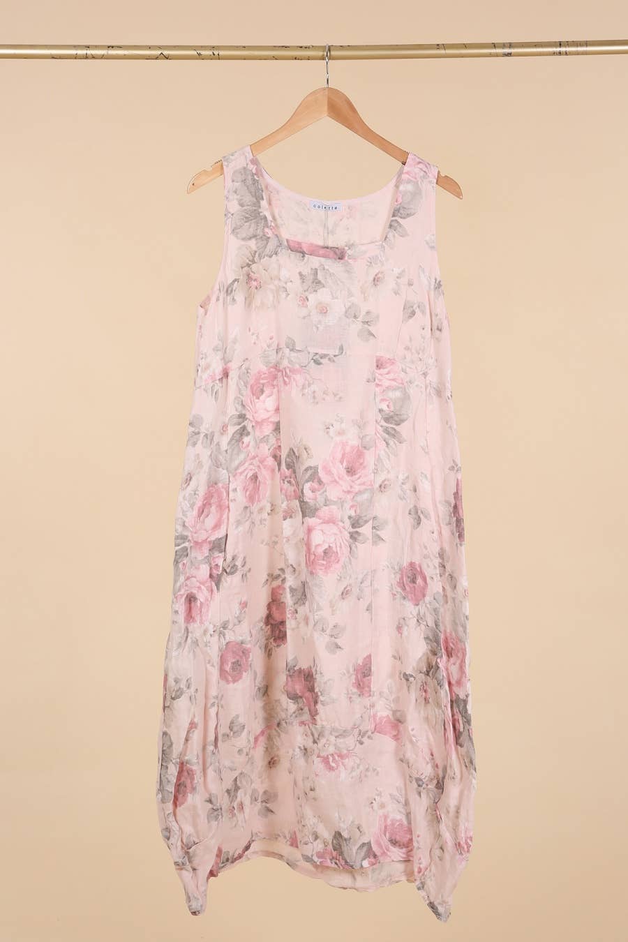 la maison des fibres naturelles - Wholesale Dress - Women's - sleeveless floral dress in 100% linen 622323