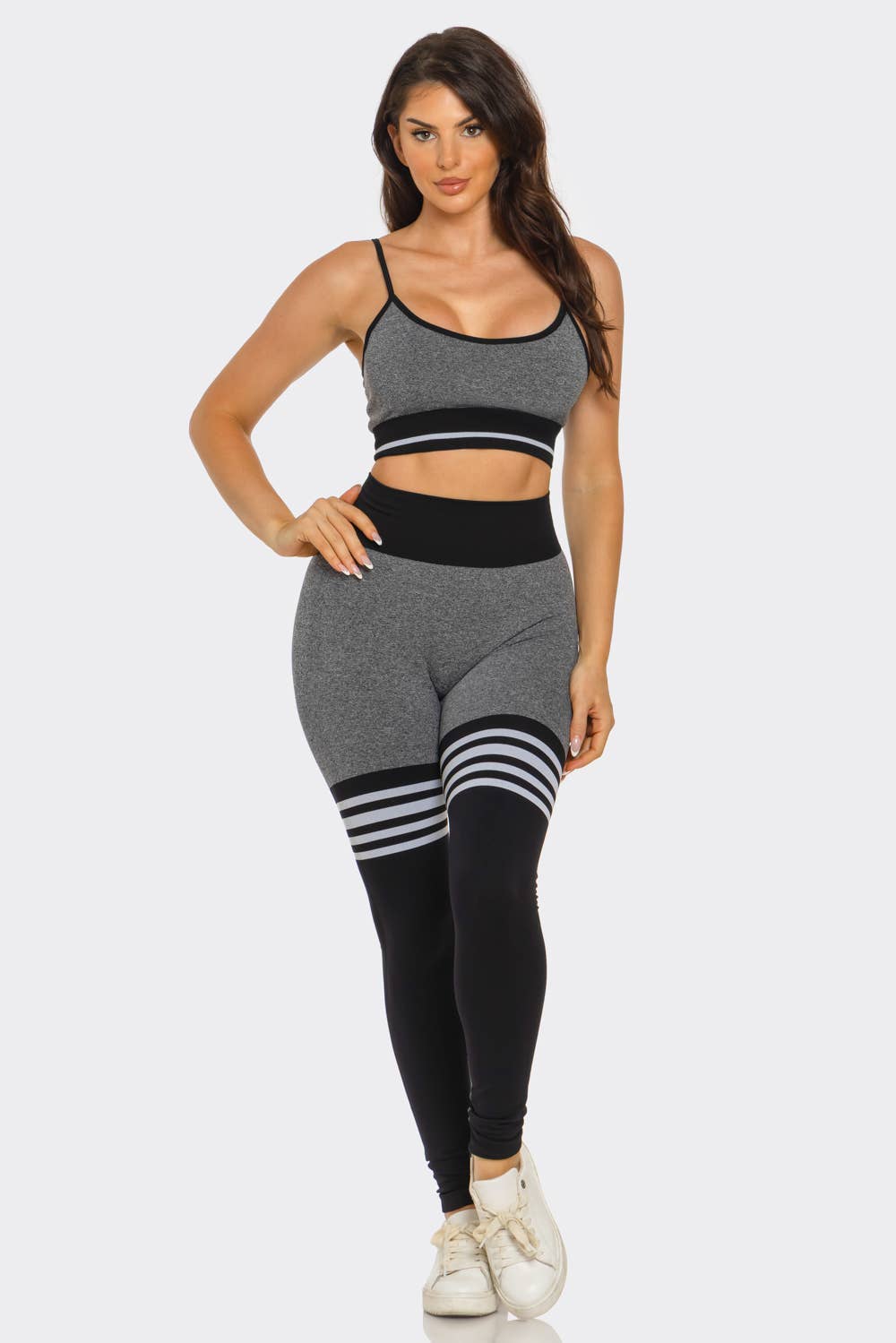 Julia by LoveJ - Wholesale Activewear Set - Women's - Zip Up Jacket Inside Top Leggings 3 Pieces Set1