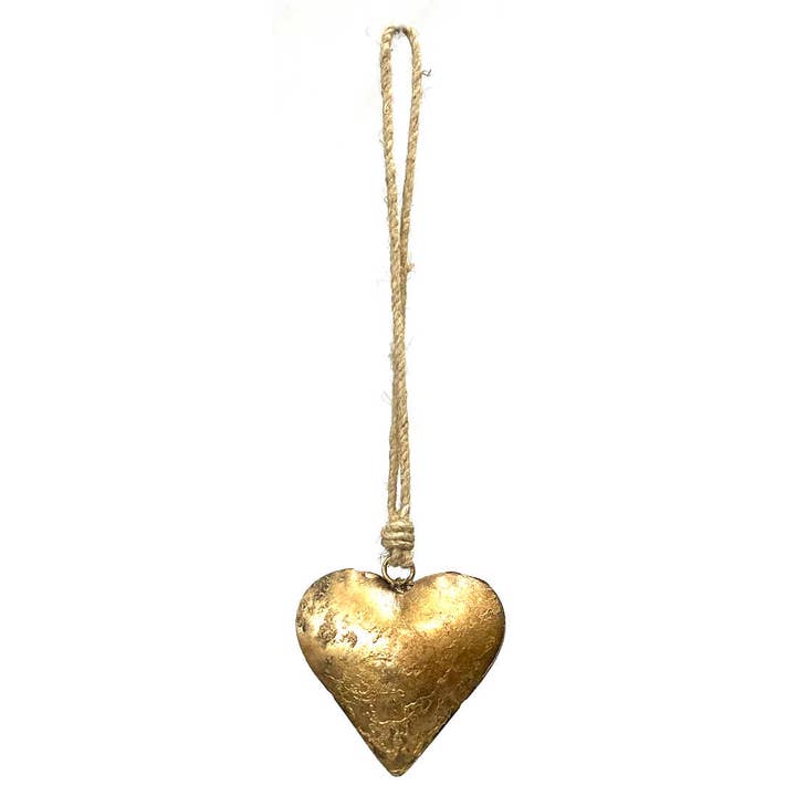Jafsons International - Wholesale Ornament - Single Hanging Iron Heart - Gold 2.5"