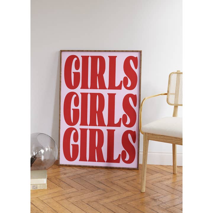 Wandbild für Mädchen, Mädchen, Liebespaar, A5, A4, A3, ungerahmt für den Großhandel von Moody Cow Studio