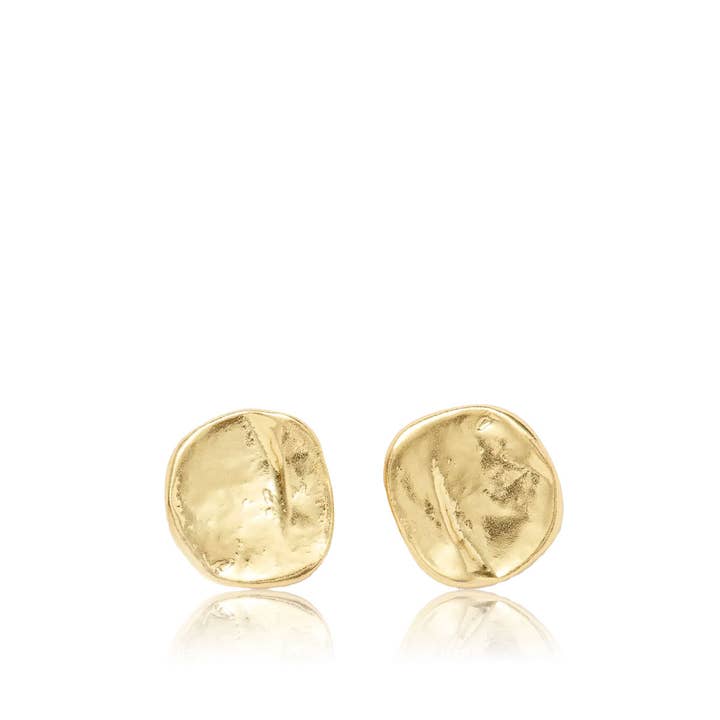 KARINE SULTAN - Wholesale Stud/Post Earrings - Minimalist Small Flat Stud Earrings - 24K Gold Plated