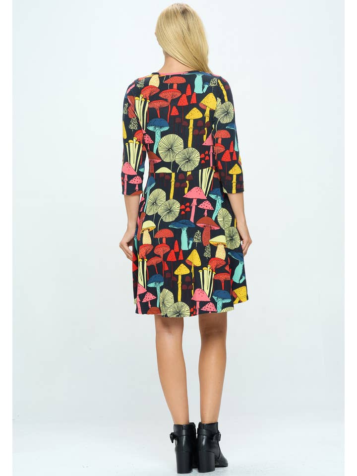 LA Soul - Wholesale Dress - Women's - Mushroom Print Plus Size Winter Tunic Dress4