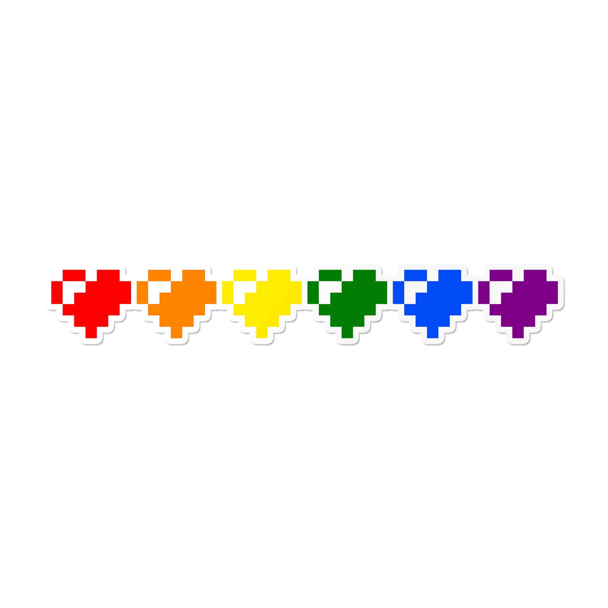 That Queer Card Co - Wholesale Sticker - Gay 8 Bit Hearts | LGBTQ+ Pride Nerdy Gamer Sticker1