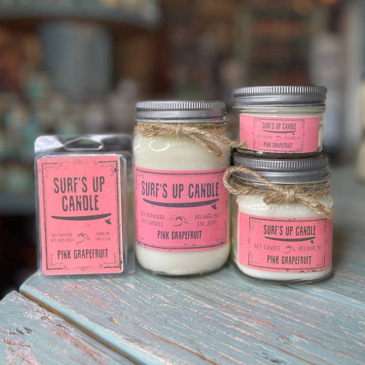 Pink Grapefruit Mason Jar Candle for wholesale by Surfs Up Candle