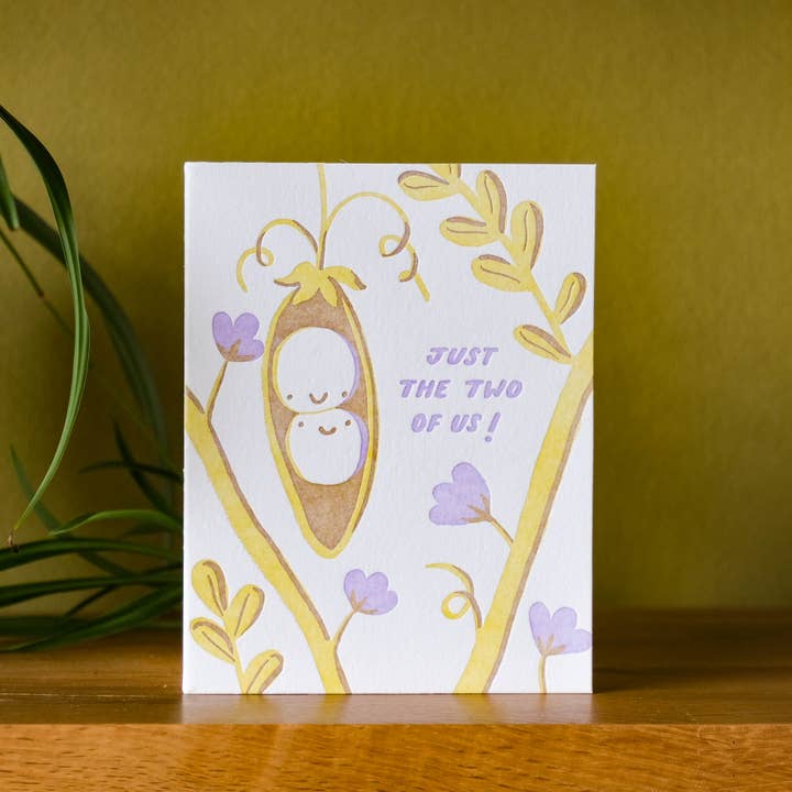 Homework Letterpress Studio - Vente Cartes de déclaration d'amour - Juste nous deux | Cosse de pois | Carte typographique2