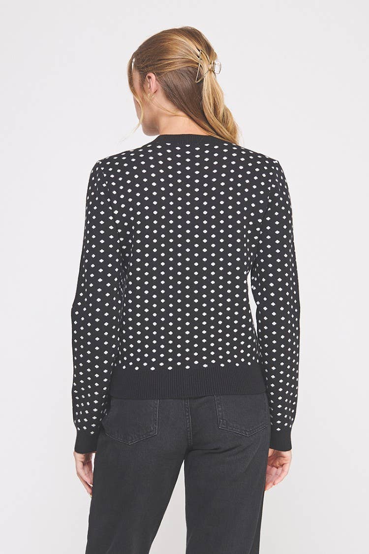 Zwart Zachte trui met polkadot parelknopen vest voor groothandel op Faire2