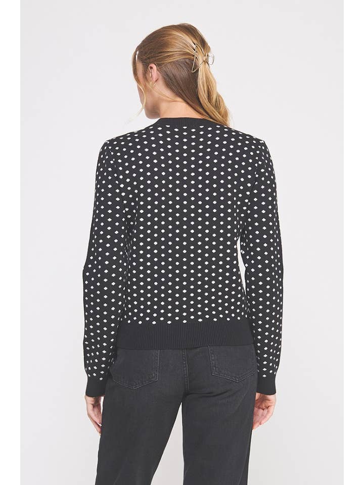 Zwart Zachte trui met polkadot parelknopen vest voor groothandel op Faire2