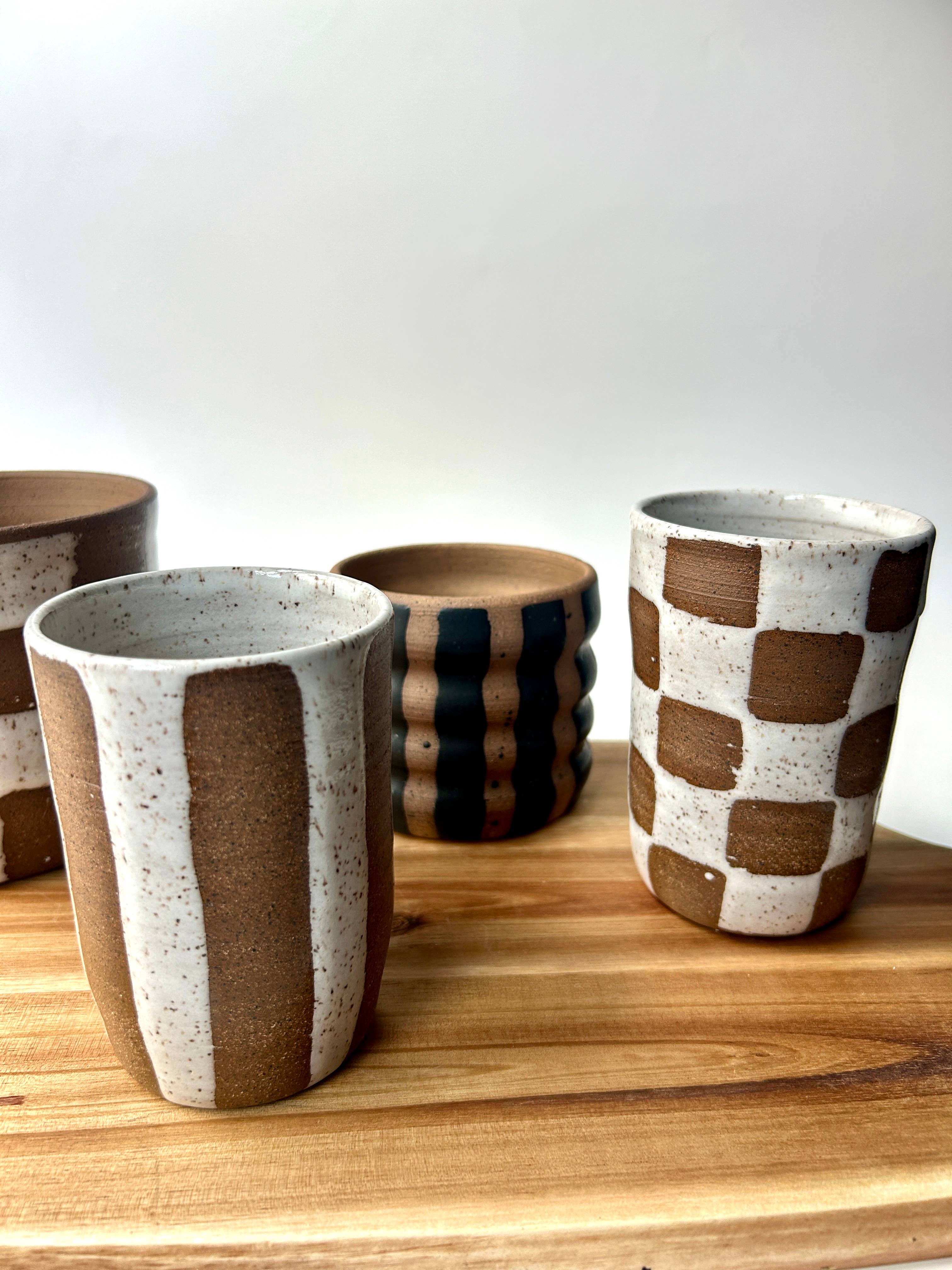 Sarah Mennell Ceramics - Wholesale Drinking Glass/Cup - Handmade Ceramic Tumbler – Checkerboard3
