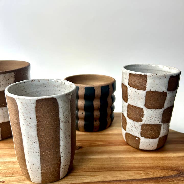 Sarah Mennell Ceramics - Wholesale Drinking Glass/Cup - Handmade Ceramic Tumbler – Checkerboard3