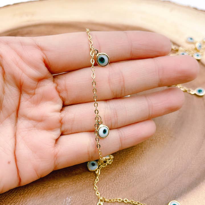 Evil Eye Choker Necklace Chain by Foot, CH163 for wholesale by Beads Creation
