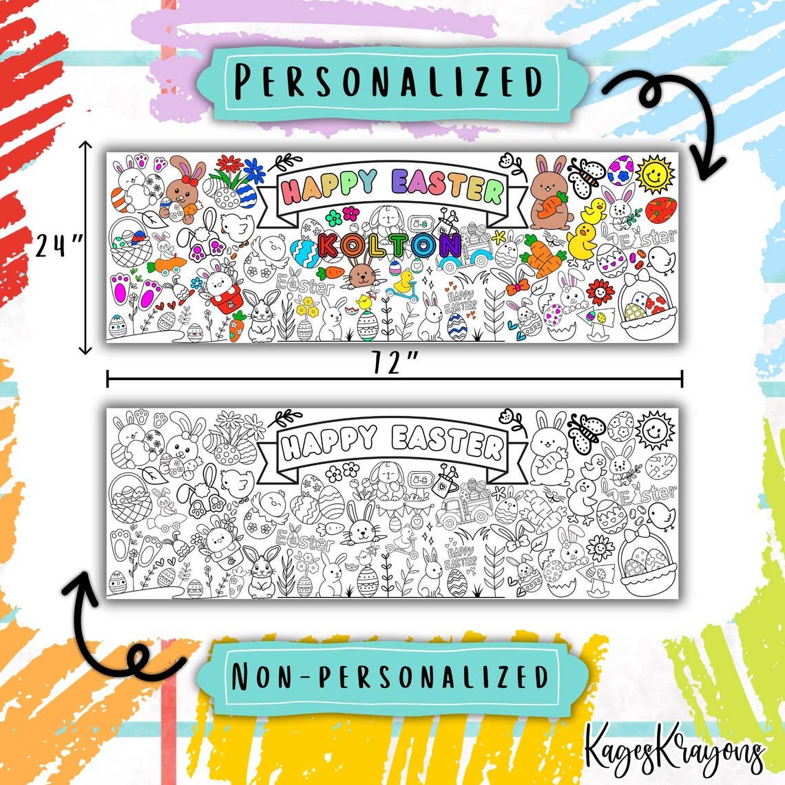 KagesKrayons – wholesale Colouring tablecloth – Child & baby – 6 Foot Easter Coloring Page Banner - Coloring Table Cover2