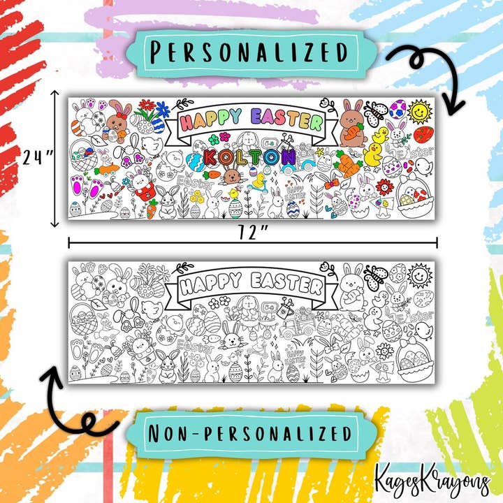 KagesKrayons – wholesale Colouring tablecloth – Child & baby – 6 Foot Easter Coloring Page Banner - Coloring Table Cover2