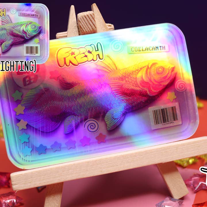 Coelacanth Holographic Vinyl Sticker for wholesale by Triclops Rabbit