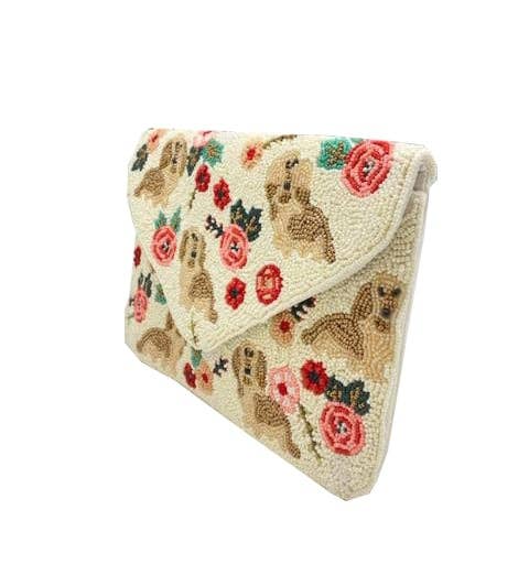 Pizzazz, Inc. - Wholesale Clutch Bag - Women's - FLORAL PUPPY BEADED CLUTCH2