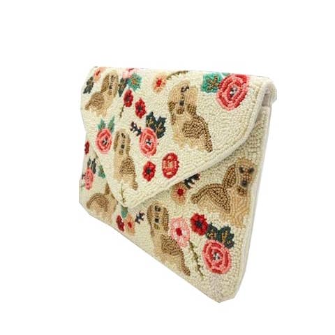 Pizzazz, Inc. - Wholesale Clutch Bag - Women's - FLORAL PUPPY BEADED CLUTCH2
