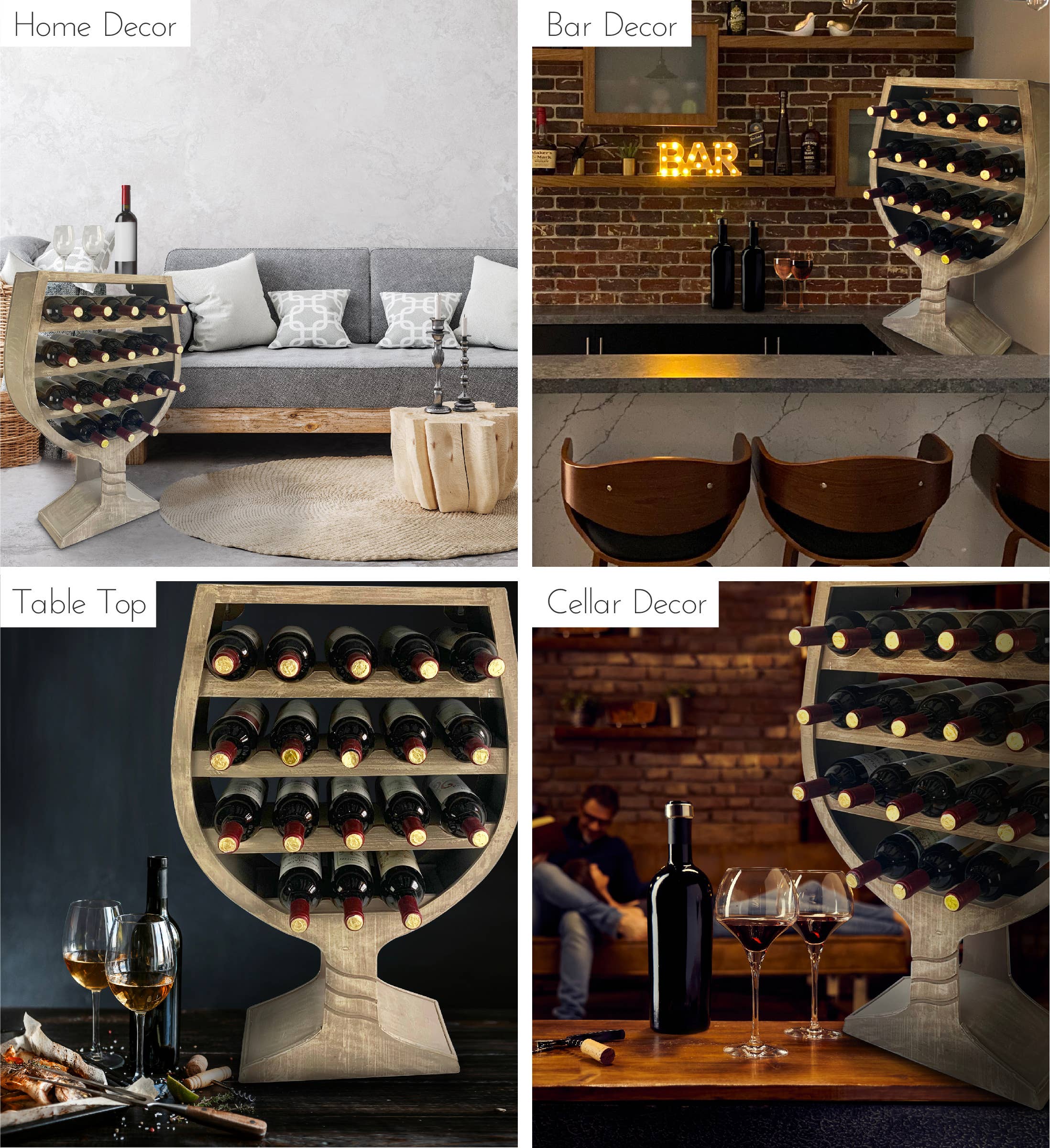 Cota Global - Wholesale Wine Rack - Modern Wall Mounted Wine Glass Shape Rack - 18 Bottles2