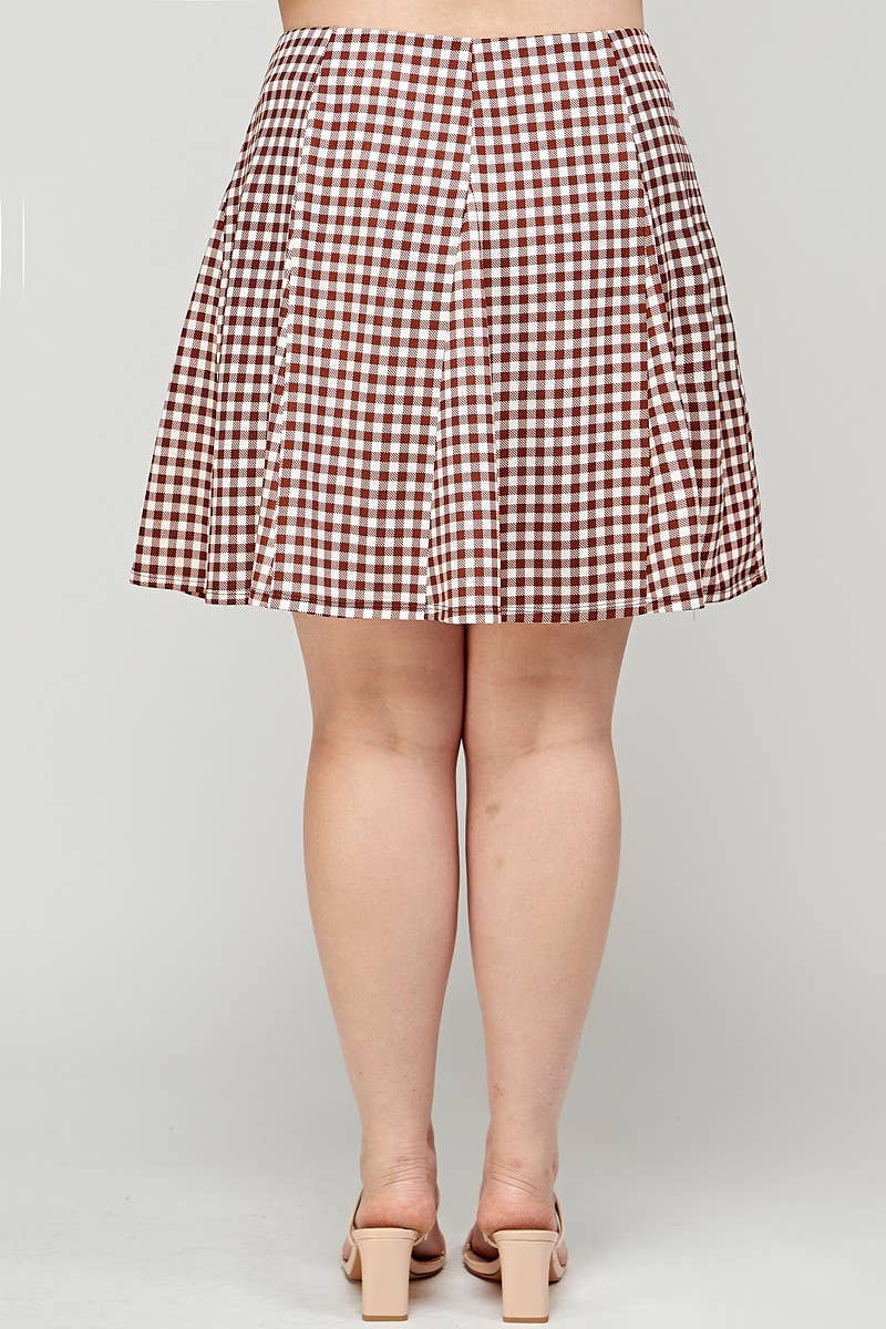 Haute Fox Plus Size & Contemporary - Wholesale Skirt - Women's - Plus Size Skirt A Line Gingham Check Print - KY18000-SK5