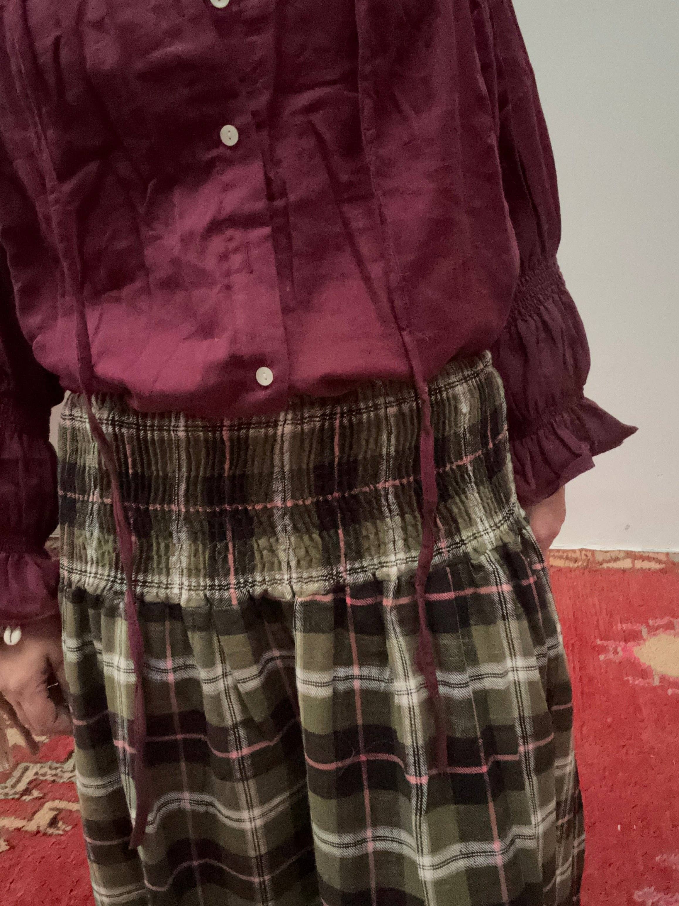 ToutVintage - Wholesale Skirt - Women's - Set of 2 Blockprint maxi skirt green pink1