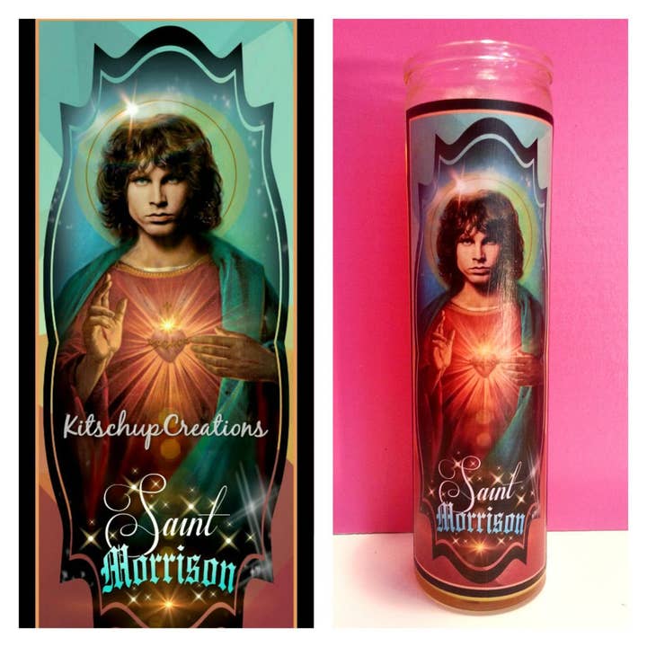 Jim Morrison Prayer Candle for wholesale by Kitschup Creations
