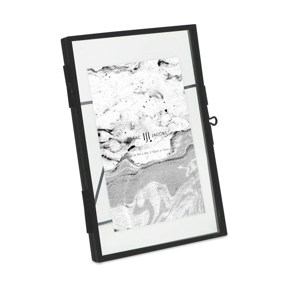 Black Isaac Jacobs Modern Style Metal Floating Desk Photo Frame for wholesale on Faire4