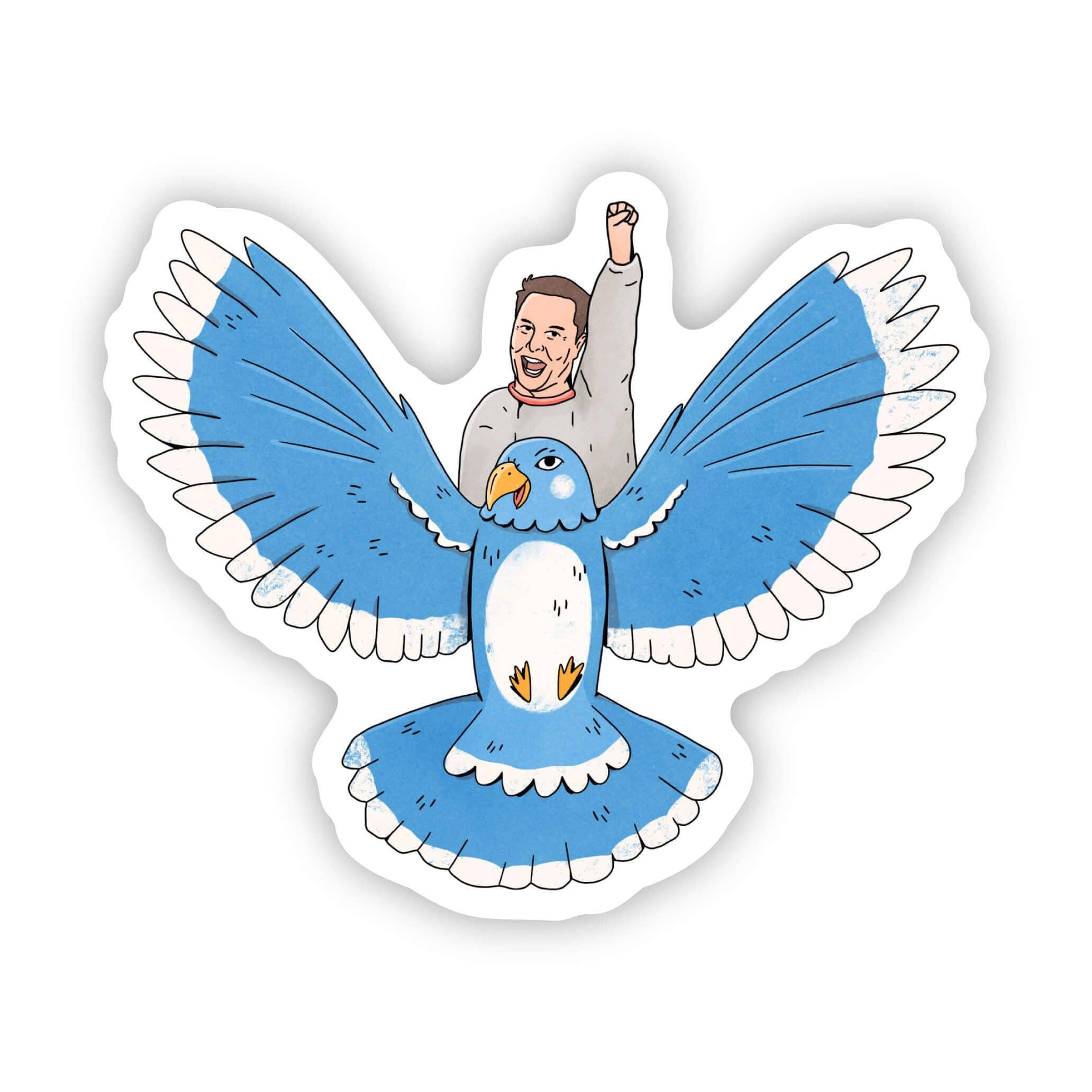 Big Moods - Wholesale Sticker - Elon Buys Twitter Riding Meme Sticker1