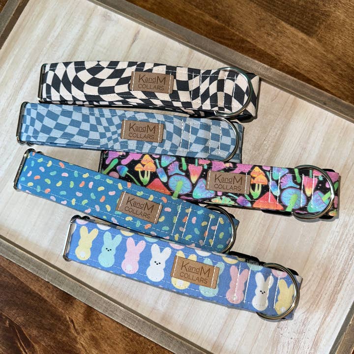 K and M Collars - Vendita all'ingrosso Collare - Cani - Collare ondulato per cani a scacchiera bianco e nero, collari K e M3