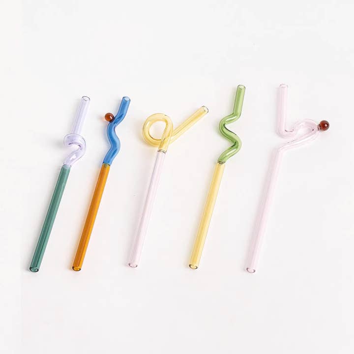 Filtrum Home - Wholesale Drinking Straw - Curvy Glass Straw Set