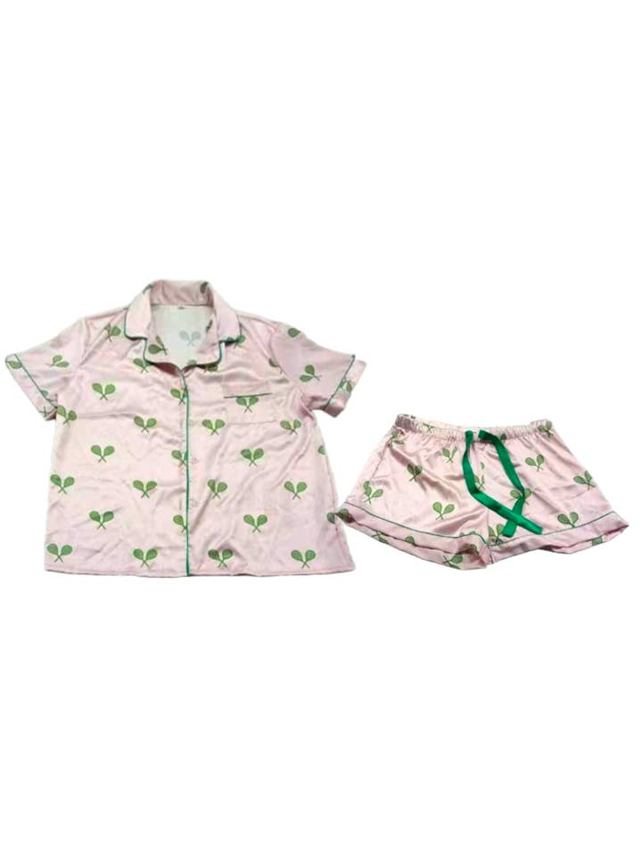 Runway Athletics - Wholesale Sleepwear Set - Women's - Tennis Pajama Satin Short Set - "Tennis Forever"