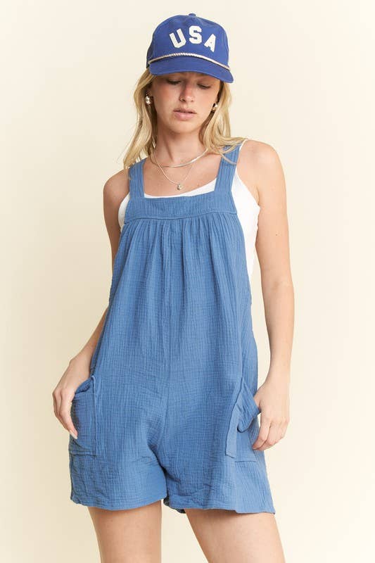 JADE BY JANE - Wholesale Romper - Women's - PLUS SIZE GAUZE SQUARE NECK WIDE LEG ROMPER11