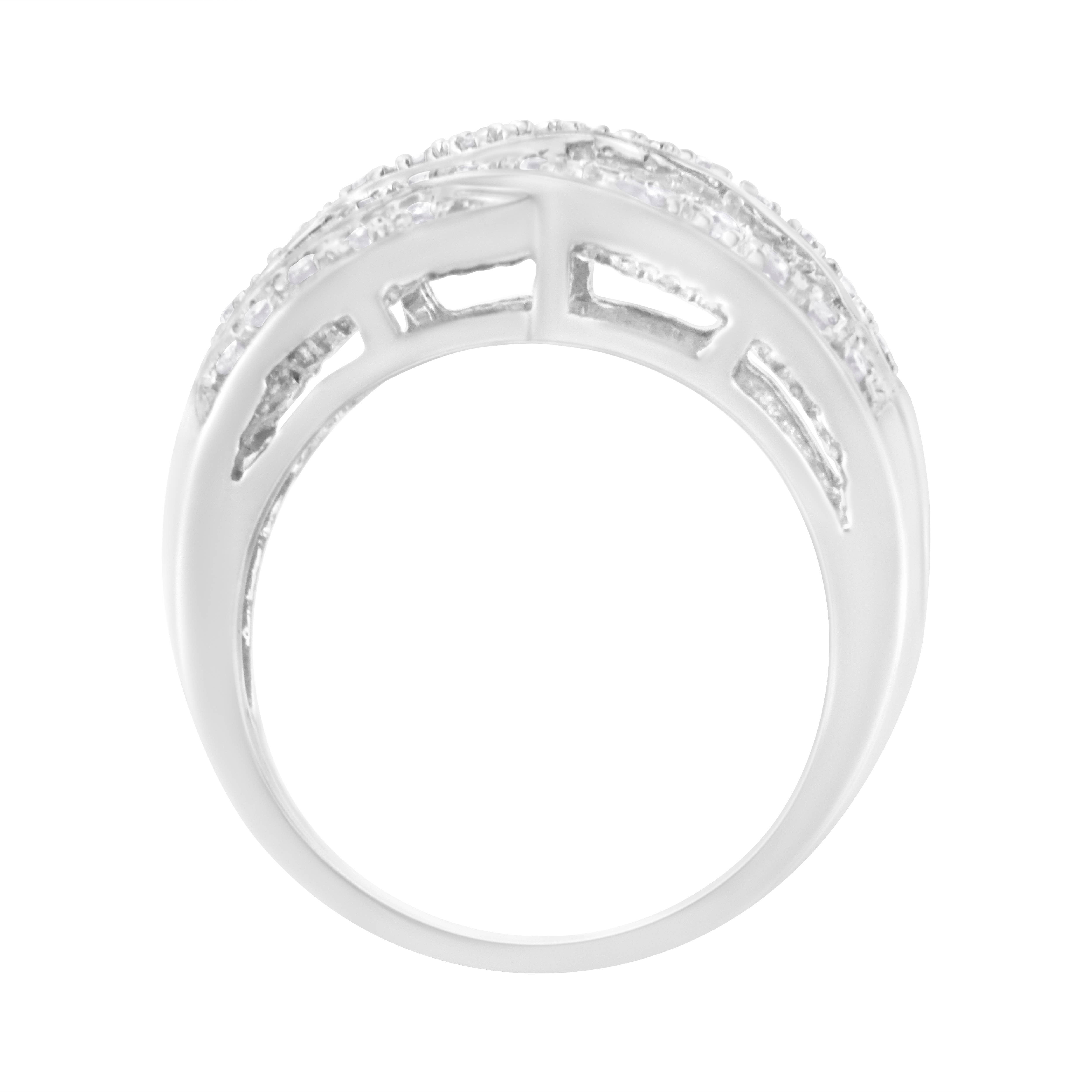 Infinite Jewels - Wholesale Ring met meerdere stenen - Sterling zilveren 1.0 Cttw Diamond Cross-over bypass-ringband1