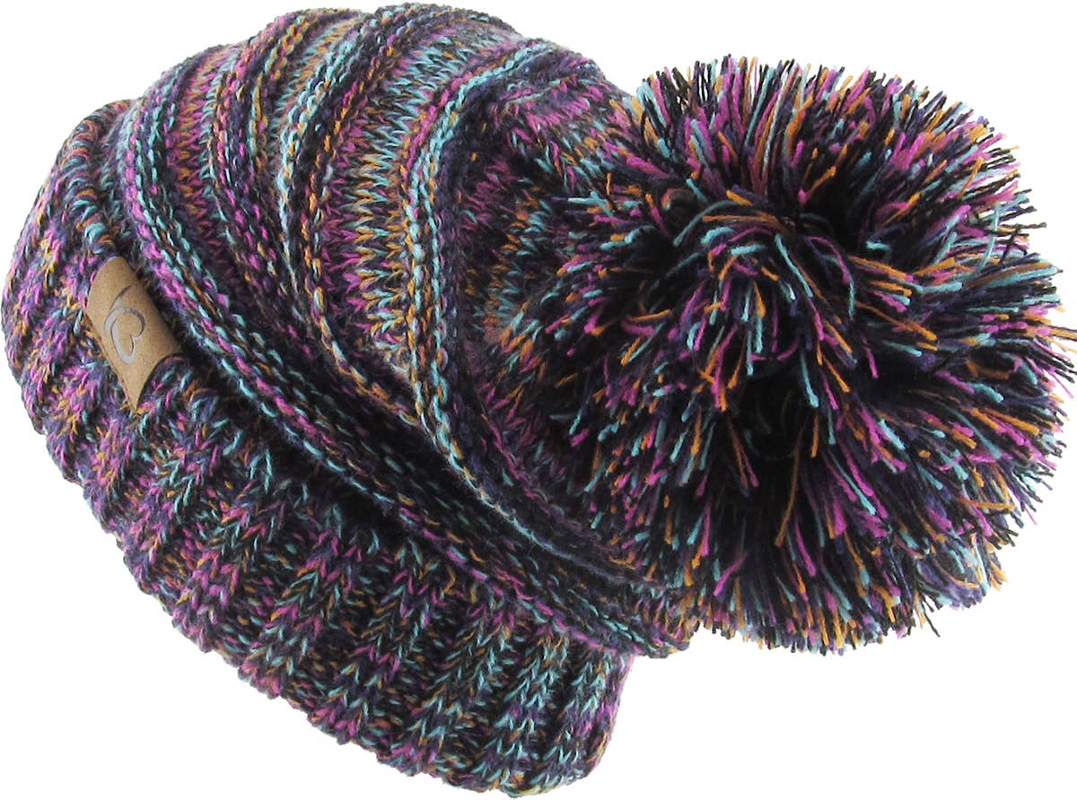KBETHOS – Großhandel Beanie – Damen – Chunk Pom Pom Grobstrick-Mütze mit Zopfmuster und Rippenstrick14