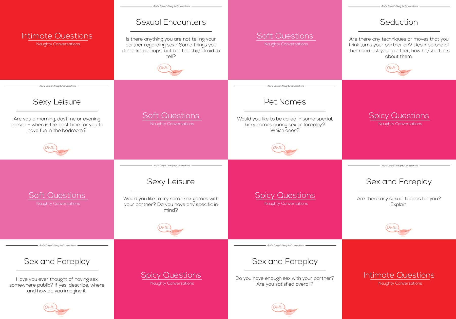 Joyful Couple - Vendita all'ingrosso Giochi di carte - Naughty Conversations: 100 domande per coppie su desideri, fantasie e sesso3