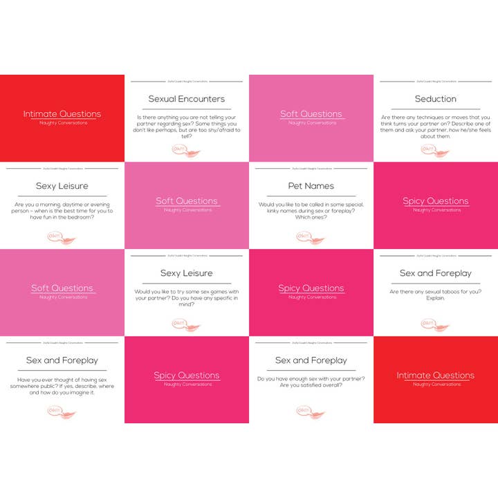 Joyful Couple - Vendita all'ingrosso Giochi di carte - Naughty Conversations: 100 domande per coppie su desideri, fantasie e sesso3