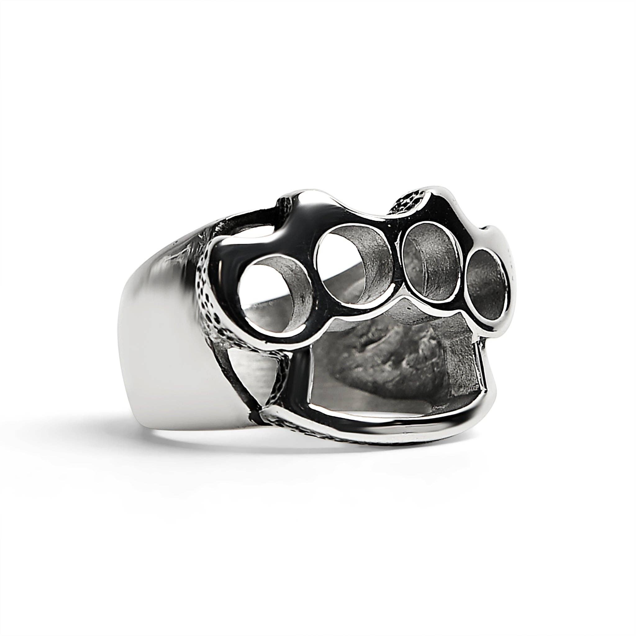 WJW - Wholesale Cocktail/Statement Ring - Stainless Steel Polished Knuckle Duster Ring0