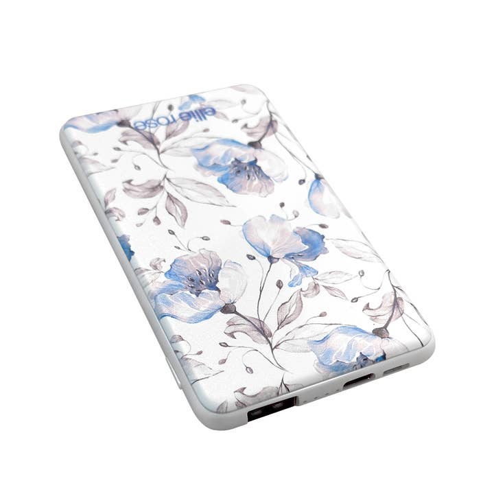 Ellie Rose - Wholesale Portable Charger - Power Bank Charger - Blue Floral4