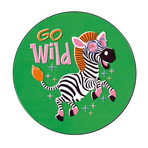 Circle Stickers 'Go Wild Zebra' for wholesale by ART WOW