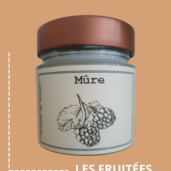 Bougie en cire de soja et colza - Mûre - 180gr pour la vente par LA BOUGIE DES JARDINS