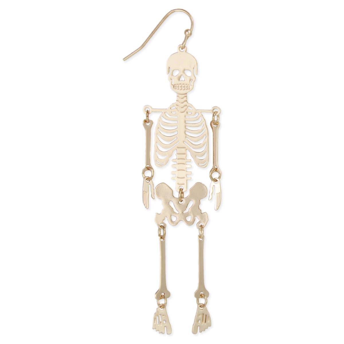 ZAD - Wholesale Dangle Earrings - Dance Macabre Gold Skeleton Earrings1