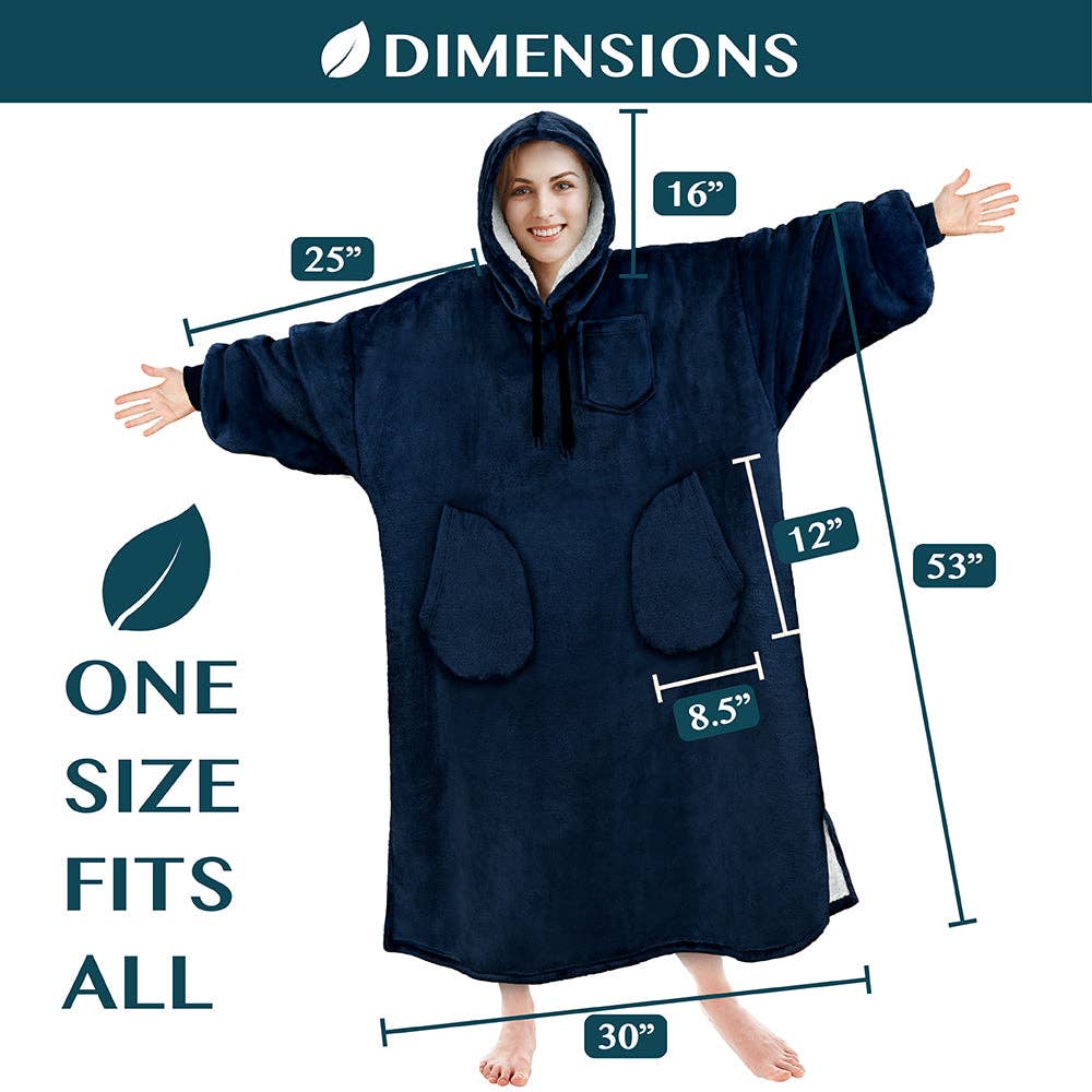 Pavilia - Wholesale Hoodie - Women's - Chest Pocket Sherpa Hoodie Blanket - Patch Pocket (Regular / Long)127