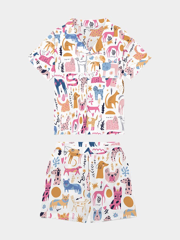 Dog Print Kid's Organic Cotton Pyjama Short Set for wholesale by Commodities Trading (UK) Limited (Myza)