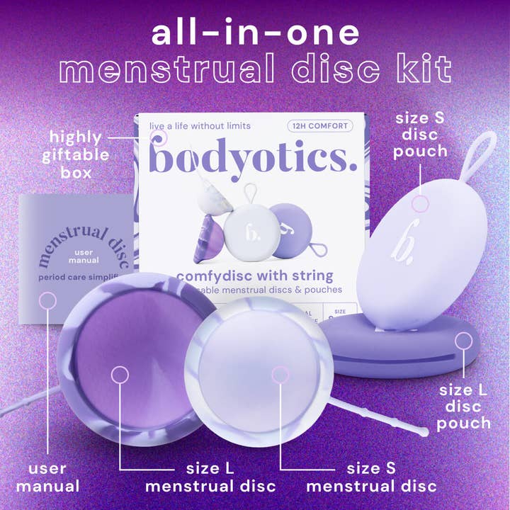 Purple Bodyotics Comfydisc Reusable Menstrual Disc (Pack of 2) for wholesale on Faire
