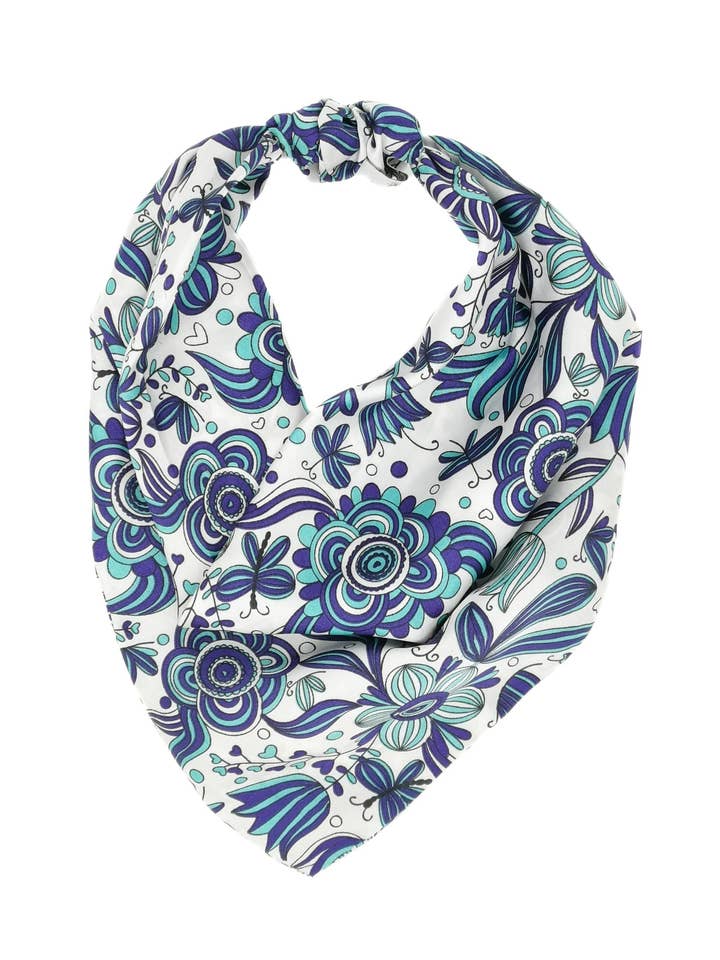 Geometric flowers patterned satin bandana for wholesale by Tétè Accessories