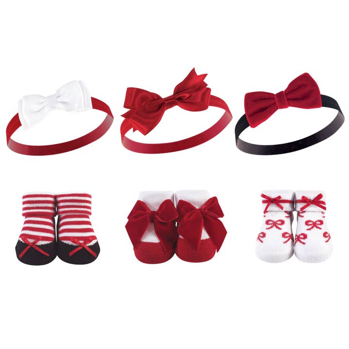 Hudson Baby Headband and Socks Giftset, Red Bows for wholesale by BabyVision