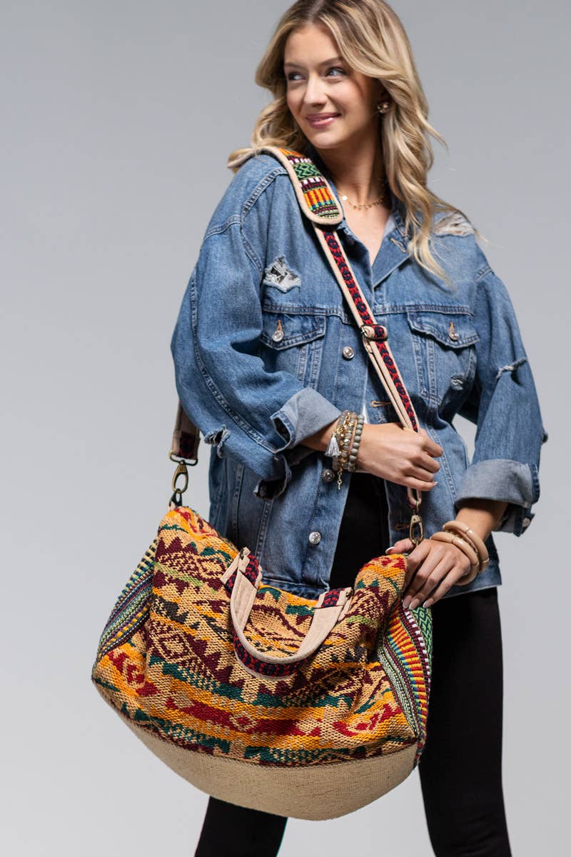 Karma Bolso artesanal con motivos étnicos y asas superiores Urbanista de venta al por mayor en Faire5