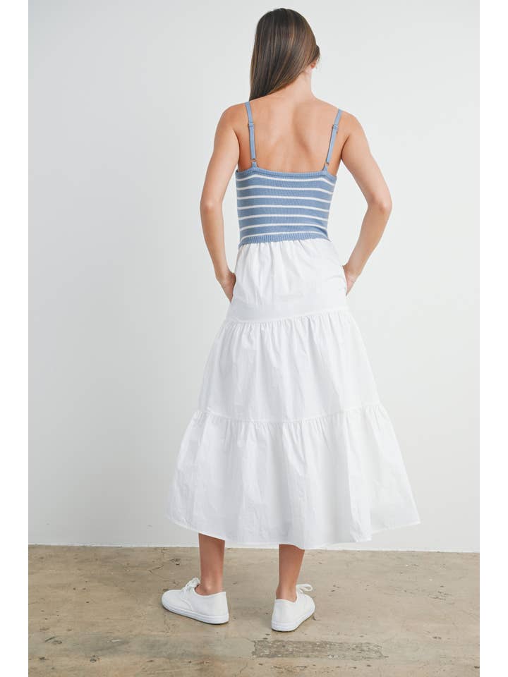 BUTTERMELON - Vendita all'ingrosso Vestito - Donna - Abito lungo a balze con top a righe lavorato a maglia - BMD774020