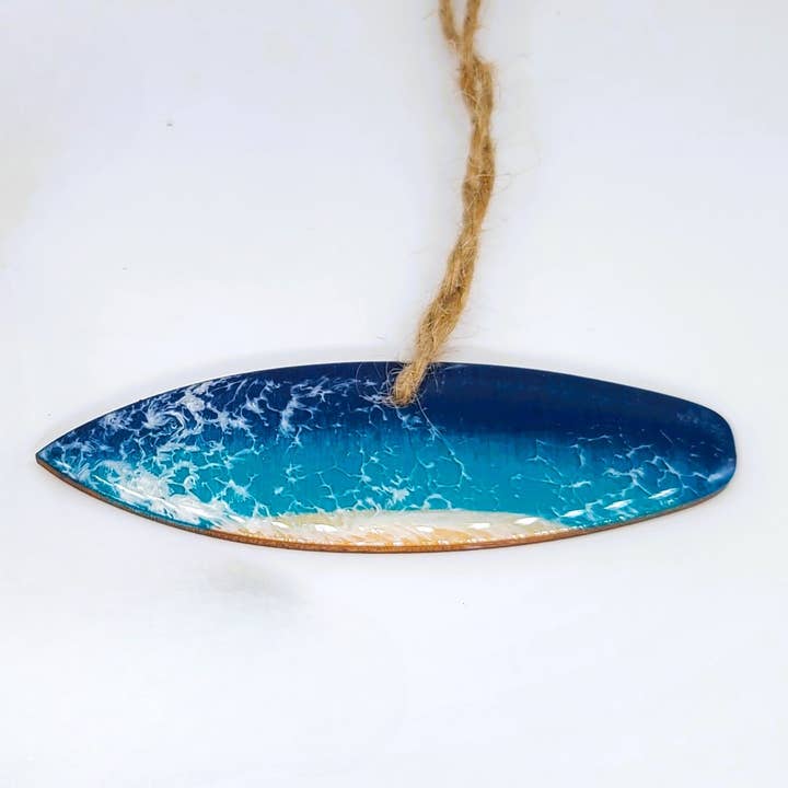 JEMS of the Sea - Wholesale Ornament - Surfboard Ornament - Handmade Resin & Wood Ornament
