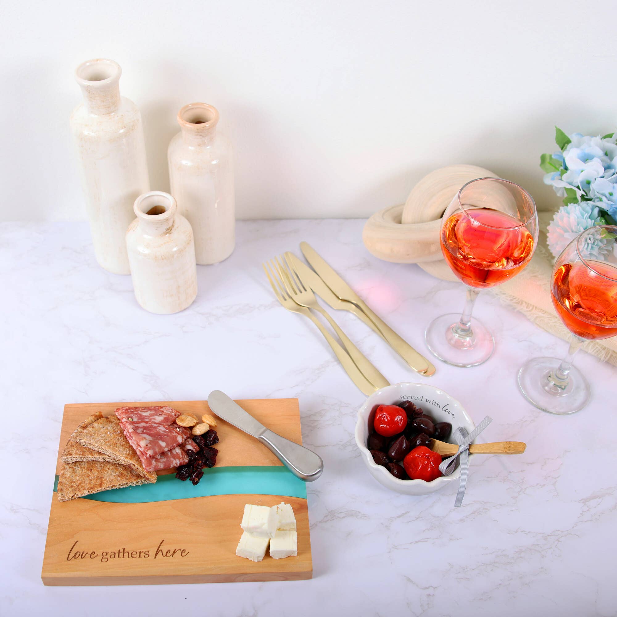 Pavilion - Wholesale Serve Bowl - Love - 4.5" Ceramic Bowl with Bamboo Spoon1