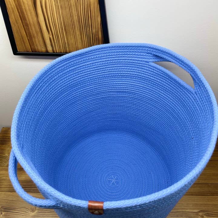 SannasDecor – Cesta de roupa por atacado – Cesto tecido com tampa em Cesto de Pano de Lavandaria Pequeno Azul St5