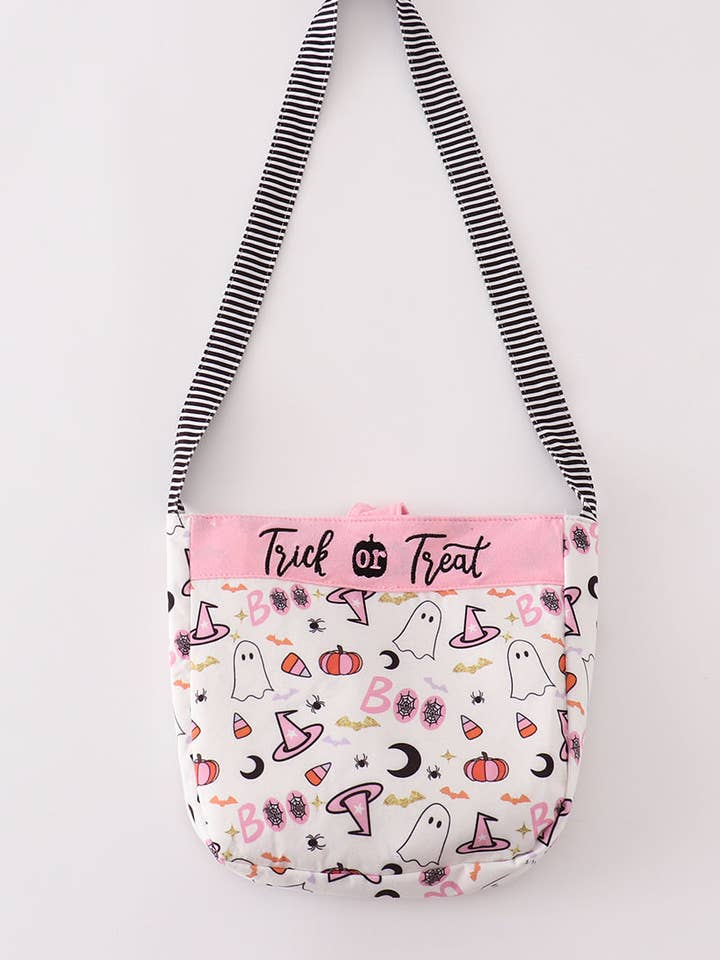Bolsa rosa de truco o trato de Halloween para venta al por mayor de Aspen Rain Boutique