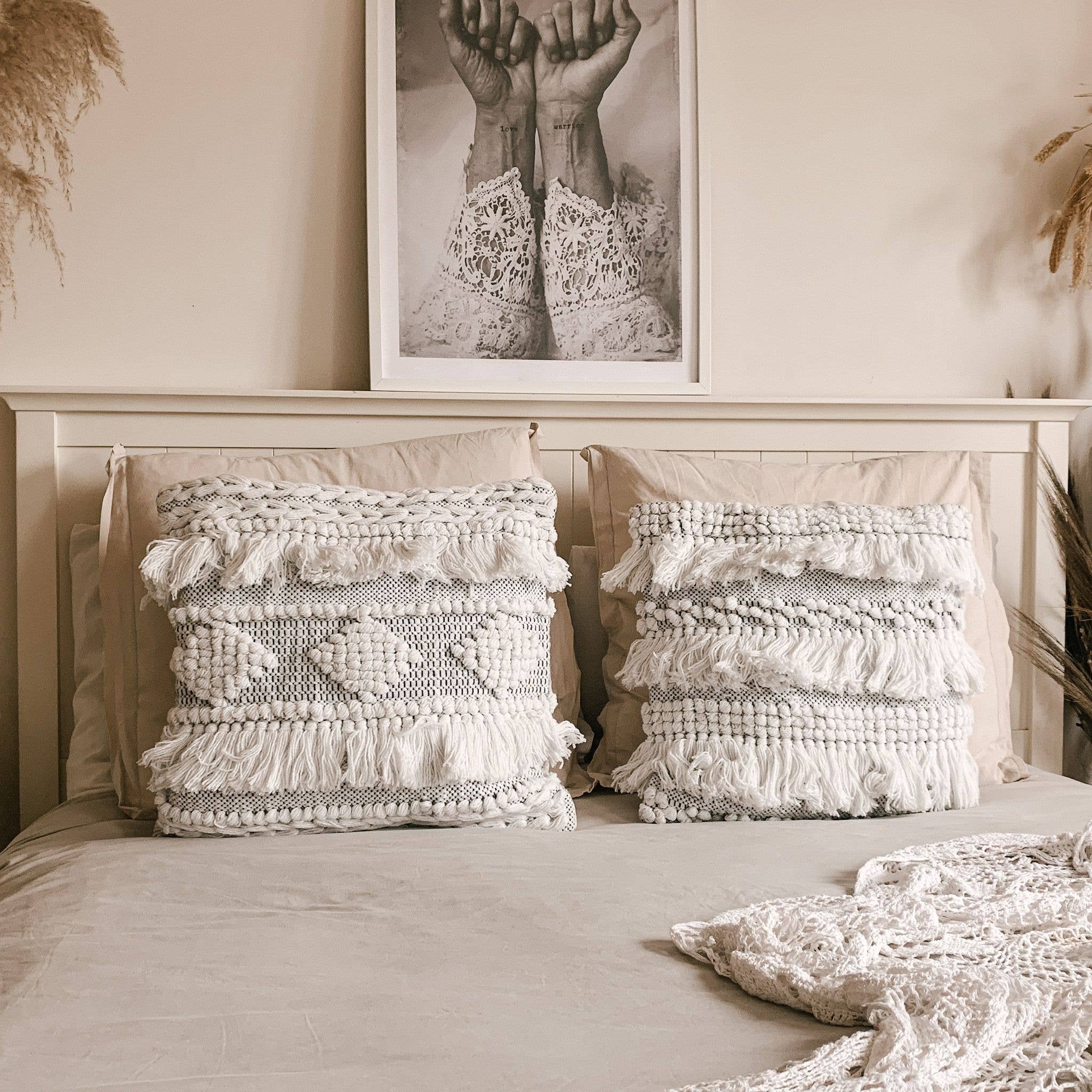 Loft & Daughter – wholesale Throw pillow cover – Recycled Tassel Diamond Cushion Cover1